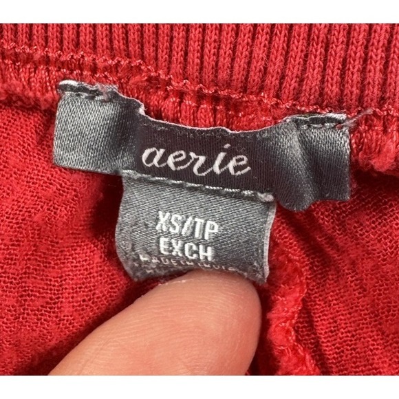Aerie Womens Gauze Viscose Pull On Jogger Pants Red XS - Picture 2 of 6
